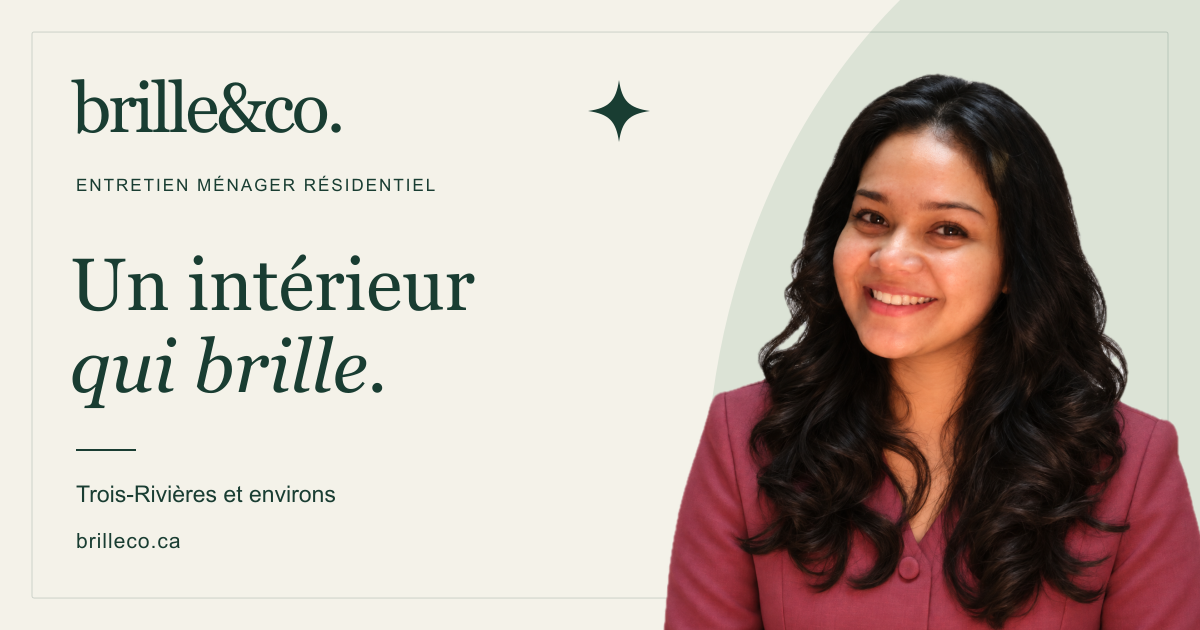 Aperçu de Brille&Co. avec le portrait de Bebby Nabila et le slogan Un intérieur qui brille.