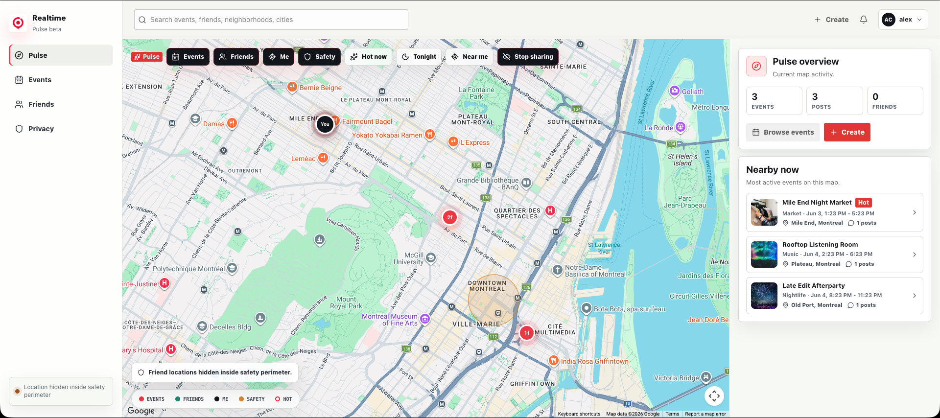 Interface Realtime Social